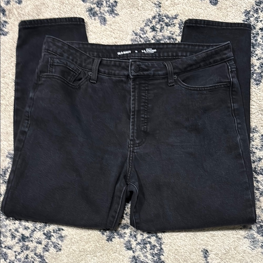Old Navy Women’s Black Built-In Warm O.G. Straight Jeans